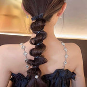 コイルポニー レディース ヘアアクセサリー スパイラルポニー リボン フェイクパール パール調 きれいめ フェミニン おしゃれ かわいい 女性 大人女子