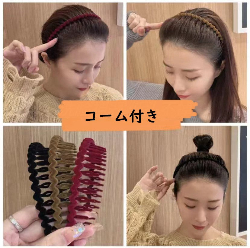 カチューシャ コーム付き レディース ヘアアクセサリー 髪飾り 前髪留め 商品画像2