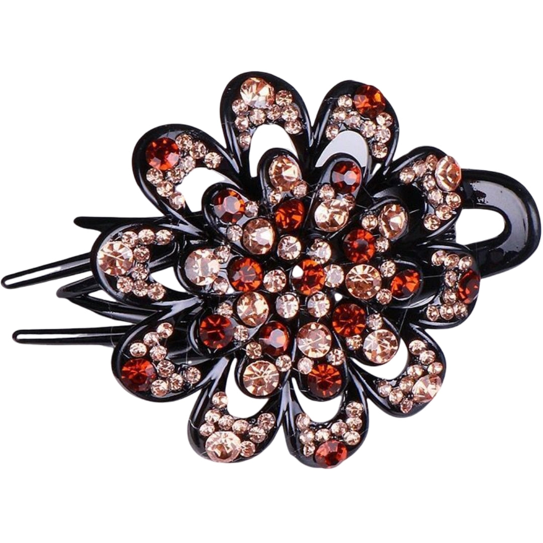 ヘアクリップ サイドバンスクリップ レディース ヘアアクセサリー 髪留め 髪飾り 花 ラインストーン 上品 大きめ まとめ髪