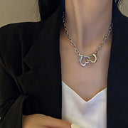 ネックレス レディース 女性 アクセサリー ファッション雑貨 アズキチェーン カニカン ハート シルバーカラー かわいい キュート クール かっこいい ポップ カジュアル パンクロック 甘辛コーデ プレゼント ギフト