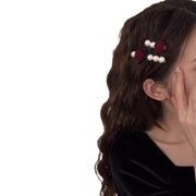 ヘアクリップ ヘアアクセサリー レディース 女性 単品 髪留め 髪飾り まとめ髪 クチバシクリップ フェイクパール リボン ヘアアレンジ おしゃれ きれいめ ガーリー キュート かわいい デイリー フェミニン プレゼント ギフト 茶 黒 赤 白