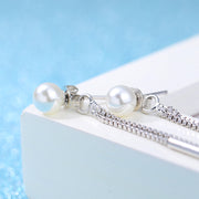 スタッドピアス レディース アクセサリー イミテーションパール チェーン 2連 ロング 揺れる かわいい プレゼント ギフト