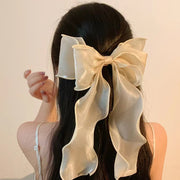 バレッタ レディース ヘアアクセサリー ヘアクリップ 髪飾り 大きめリボン ロング ヘアアレンジ まとめ髪 ポニーテール 可愛い