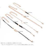ブレスレット 5点セット 腕輪 レディース 女性 アクセサリー チェーン ビーズ 紐 ブラック ゴールドカラー おしゃれ かわいい キュート エレガント フェミニン ガーリー フォーマル プレゼント ギフト