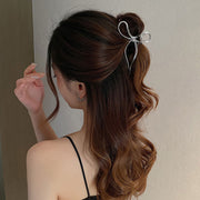 バンスクリップ ヘアクリップ レディース 女性 ヘアアクセサリー リボン風 金属製 髪飾り 髪留め 上品 大人かわいい エレガント シルバーカラー ゴールドカラー