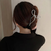 バンスクリップ ヘアクリップ レディース 女性 ヘアアクセサリー リボン風 金属製 髪飾り 髪留め 上品 大人かわいい エレガント シルバーカラー ゴールドカラー
