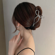 バンスクリップ ヘアクリップ レディース 女性 ヘアアクセサリー リボン風 金属製 髪飾り 髪留め 上品 大人かわいい エレガント シルバーカラー ゴールドカラー