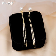ロングピアス バックキャッチピアス スタッドピアス レディース 女性 アクセサリー ファッション雑貨 チェーン フェイクパール ラインストーン ゴールドカラー シルバーカラー かわいい キュート 華やか おしゃれ エレガント ガーリー フェミニン プレゼント ギフト
