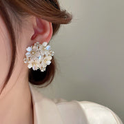 スタッドピアス レディース アクセサリー 女性 婦人 ラインストーン フラワー パール調 おしゃれ 上品 フォーマル お呼ばれ 結婚式