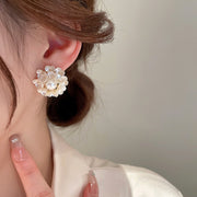 スタッドピアス レディース アクセサリー 女性 婦人 ラインストーン フラワー パール調 おしゃれ 上品 フォーマル お呼ばれ 結婚式