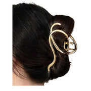 ヘアクリップ バンスクリップ レディース ヘアアクセサリー 髪留め まとめ髪 ライン ループ 大きめ おしゃれ ゴールドカラー シルバーカラー