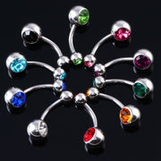 ボディピアス へそピアス 14G レディース 2個売り 2個セット アクセサリー ボディピアス シルバーカラー バナナバーベル へそピ ヘソピ 軟骨 耳たぶ ヘリックス カーブバーベル セカンドピアス ラインストーン 14ゲージ 1.6mm  イヤーロブ 舌 眉 トラガス 臍 口 リップ インナーコンク アウター シンプル おしゃれ キラキラ 女性 男性 プレゼント ギフト 贈り物 誕生日 記念日 ブルー パープル レッド 紫 青 赤 グリーン 緑 ホワイト 白 ブラック イエロー 黒