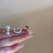 イヤーカフ 3点セット 3種セット レディース 女性 アクセサリー ファッション雑貨 フェイクパール ゴールドカラー ホワイト シンプル シック カジュアル エレガント プレゼント ギフト