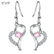 フックピアス アクセサリー レディース 女性用 ファッション小物 ラインストーン ハート 揺れる ゆらゆら エレガント 上品 おしゃれ かわいい プレゼント ギフト 誕生日 記念日