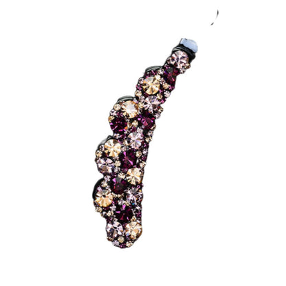 ヘアクリップ バナナクリップ レディース 女性 ヘアアクセサリー ラインストーン シャンパン×パープル バリエーション画像