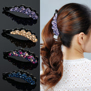 ヘアクリップ バナナクリップ レディース 女性 ヘアアクセサリー ラインストーン きらきら 髪留め 髪飾り まとめ髪 ヘアアレンジ 簡単 かわいい シンプル 上品 華やか キュート お出かけ 通勤 オフィス パーティ 青 紫 シャンパン カラフル