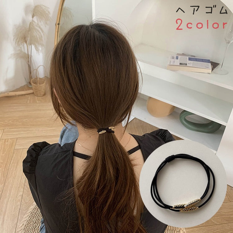 ヘアゴム 髪ゴム レディース 女性 ヘアアクセサリー ファッション雑貨 小物 3連 透かし彫り ゴールドカラー シルバーカラー ブラック シンプル 綺麗 エレガント フォーマル かわいい キュート