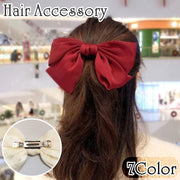 バレッタ 髪留め リボン レディース 女性 婦人 女子 蝶結び 大きめ ヘアアクセサリー 光沢 上品 髪飾り ヘアアレンジ おしゃれ かわいい デイリー 普段使い お出かけ