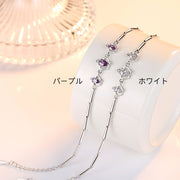 ブレスレット アクセサリー レディース 女性用 シルバーカラー 銀色 チェーン 王冠 クラウン ラインストーン かわいい おしゃれ ギフト 記念日 誕生日 プレゼント 贈り物 ファッション小物 パープル