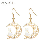 ピアス フックピアス レディース アクセサリー 猫 ネコ キャット ムーン 月 揺れる かわいい おしゃれ キュート お出かけ ギフト プレゼン ファッション