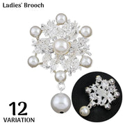 ブローチ ピンブローチ レディース アクセサリー ラインストーン フェイクパール 花 フラワー キラキラ 大きめ 揺れる 上品