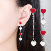 ピアス 両耳用 スタッドピアス アクセサリー レディース 女性 婦人 ロングピアス チェーン 揺れる ハート アシンメトリー かわいい おしゃれ ギフト プレゼント ファッション雑貨