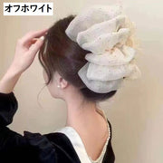ヘアクリップ バンスクリップ ボリューム 大きめ 髪留め レディース 女性用 ヘアアクセサリー 髪飾り ヘアアレンジ 上品 エレガント シフォン調素材 おしゃれ かわいい パーティー 結婚式 イベント フォーマル