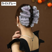 ヘアクリップ バンスクリップ ボリューム 大きめ 髪留め レディース 女性用 ヘアアクセサリー 髪飾り ヘアアレンジ 上品 エレガント シフォン調素材 おしゃれ かわいい パーティー 結婚式 イベント フォーマル
