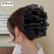 ヘアクリップ バンスクリップ ボリューム 大きめ 髪留め レディース 女性用 ヘアアクセサリー 髪飾り ヘアアレンジ 上品 エレガント シフォン調素材 おしゃれ かわいい パーティー 結婚式 イベント フォーマル