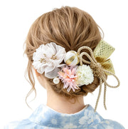 ヘアアクセサリー Uピン 簪 かんざし 10種セット 10個セット レディース 女性 ファッション雑貨 和風 リボン 造花 フラワー 毬型 フェミニン ガーリー 可愛い かわいい キュート 和装 着物 振袖 浴衣 盛装 フォーマル 成人式 卒業式 入学式 結婚式 おしゃれ