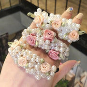 ヘアゴム ヘアアクセサリー レディース 女性用 フェイクパール パール調 お花 ローズ 髪ゴム 単品 髪飾り 髪留め ポニーテール ヘアアレンジ かわいい おしゃれ 華やか 上品 デイリー お出かけ 普段使い プレゼント ピンク