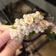 ヘアゴム ヘアアクセサリー レディース 女性用 フェイクパール パール調 お花 ローズ 髪ゴム 単品 髪飾り 髪留め ポニーテール ヘアアレンジ かわいい おしゃれ 華やか 上品 デイリー お出かけ 普段使い プレゼント ピンク