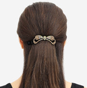 ヘアクリップ バナナクリップ ヘアアクセサリー レディース 女性 婦人 髪留め 髪飾り まとめ髪 ラインストーン リボン カラフル キラキラ おしゃれ かわいい 上品 きれいめ 普段使い お呼ばれ 紫 青 シャンパンゴールド 白 灰