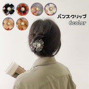 ヘアクリップ バンスクリップ レディース ヘアアクセサリー フラワー フェイクパール 髪留め 髪飾り まとめ髪 ヘアアレンジ 花型 挟む 簡単 女性 婦人 ロングヘア セミロング 外出 お出掛け 普段使い デイリー ヘア飾り