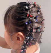 ヘアクリップ ミニバンスクリップ 12個セット キッズ 子ども 女の子 ジュニア ヘアアクセサリー 髪飾り 重ね付け フラワー 花 ラインストーン キラキラ 華やか かわいい 華奢 おしゃれ ヘアアレンジ まとめ髪 ファッション小物