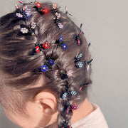 ヘアクリップ ミニバンスクリップ 12個セット キッズ 子ども 女の子 ジュニア ヘアアクセサリー 髪飾り 重ね付け フラワー 花 ラインストーン キラキラ 華やか かわいい 華奢 おしゃれ ヘアアレンジ まとめ髪 ファッション小物