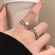 リング 指輪 レディース 女性 アクセサリー オープンリング 星 スター きらきら 華やか かわいい おしゃれ サイズ調整可能