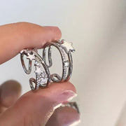 リング 指輪 レディース 女性 アクセサリー オープンリング 星 スター きらきら 華やか かわいい おしゃれ サイズ調整可能