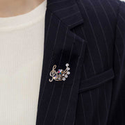 ブローチ ラインストーン 音符 ト音記号 レディース 女性用 五線 音楽 上品 エレガント おしゃれ かわいい プレゼント ギフト 誕生日 記念日 フォーマル 入園 入学 卒園 卒業 パーティー 結婚式 アクセサリー小物