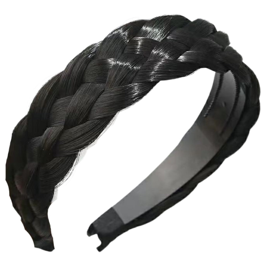 カチューシャ レディース 幅広 ヘアアクセサリー 髪飾り 三つ編み 五つ編み 編み込み ツイスト つけ毛 ウィッグ エクステ 自然 ヘアアレンジ フェイク ブラウン ブラック