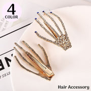 ヘアクリップ くちばしクリップ レディース ヘアアクセサリー 髪飾り 髪留め キラキラ ラインストーン スカル 骸骨 手 ハンド