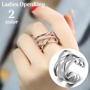 指輪 オープンリング レディース アクセサリー ファッションリング クロス ラインストーン 女性用 婦人用 おしゃれ 服飾小物 プレゼント 贈り物 誕生日 記念日 ギフト
