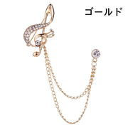 ラペルピン ピンブローチ アクセサリー ユニセックス レディース メンズ チェーン 音符 ラインストーン シルバーカラー ゴールドカラー お洒落 華やか 高見え 高級感 プチギフト 贈り物 お呼ばれ 結婚式 2次会 スーツ 帽子 バッグ ジャケット 紳士 婦人