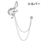 ラペルピン ピンブローチ アクセサリー ユニセックス レディース メンズ チェーン 音符 ラインストーン シルバーカラー ゴールドカラー お洒落 華やか 高見え 高級感 プチギフト 贈り物 お呼ばれ 結婚式 2次会 スーツ 帽子 バッグ ジャケット 紳士 婦人