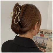 バンスクリップ ヘアクリップ レディース 女性 ヘアアクセサリー 髪飾り 髪留め リボン風 金属製 メタリック フレーム 細め 大人かわいい まとめ髪 ヘアアレンジ シルバーカラー ゴールドカラー