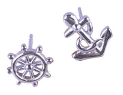 ピアス スタッドピアス レディース アクセサリー アシンメトリー 普段使い かわいい 海 マリン 船 アンカー イカリ 錨 舵輪 舵 シルバーカラー 可愛い おしゃれ 女性 彼女 妻 嫁 大人女子 婦人 ガールズ ギフト 贈り物 母の日