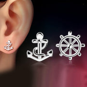 ピアス スタッドピアス レディース アクセサリー アシンメトリー 普段使い かわいい 海 マリン 船 アンカー イカリ 錨 舵輪 舵 シルバーカラー 可愛い おしゃれ 女性 彼女 妻 嫁 大人女子 婦人 ガールズ ギフト 贈り物 母の日