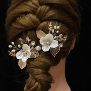 Eコーム かんざし 簪 レディース 女性 ヘアアクセサリー ウェディングアクセサリー ブライダルアクセサリー 花 フラワー リーフ 葉っぱ ゴールドカラー シルバーカラー かわいい キュート 華やか フェミニン ガーリー 結婚式 盛装 コスプレ衣装