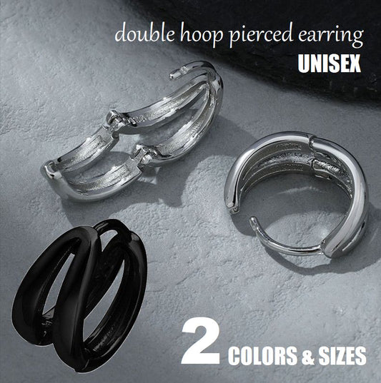 フープピアス 1ペア ダブルフープ メンズ レディース アクセサリー 商品画像
