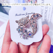 ピンブローチ アクセサリー レディース ビジュー ラインストーン キラキラ キツネ アニマル 花 フラワー かわいい おしゃれ ゴージャス 女性 女子 プレゼント ギフト